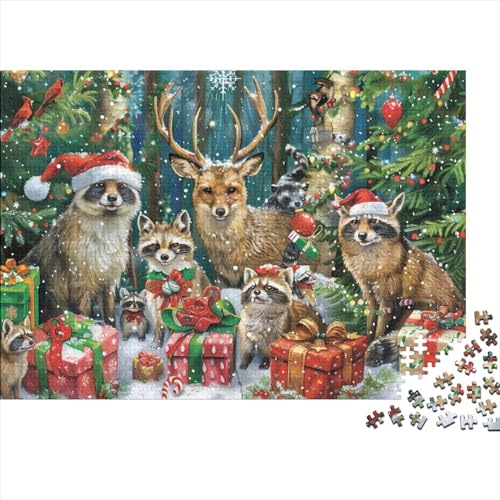 Christmas Animals 1000-teiliges Puzzle Für Erwachsene, Anspruchsvolles Puzzle, Geeignet Für Kinder Ab 12 Jahren (75x50cm) von KHHKJBVCE