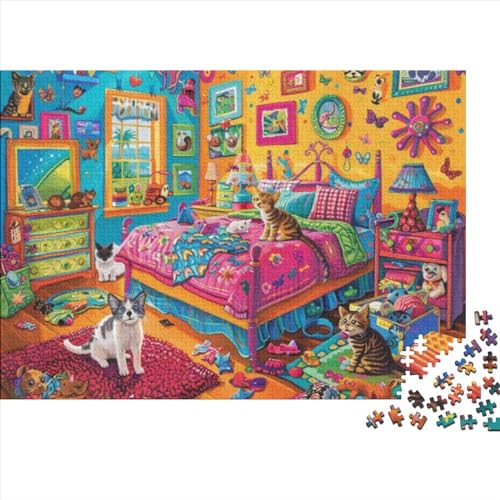 Colorful Bedroom Puzzle mit 1000 Teilen, 1000 Teile, Puzzle für Familien, geeignet für Kinder ab 12 Jahren, 1000 Stück (75 x 50 cm) von KHHKJBVCE