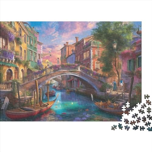 Colorful Canal Cityscape Puzzles Für Erwachsene, 1000 Teile, Kunstpuzzle, 1000 Teile Puzzle, Holzpuzzles, Herausforderndes Puzzle, Geeignet Für Kinder Ab 12 Jahren 1000pcs (75x50cm) von KHHKJBVCE