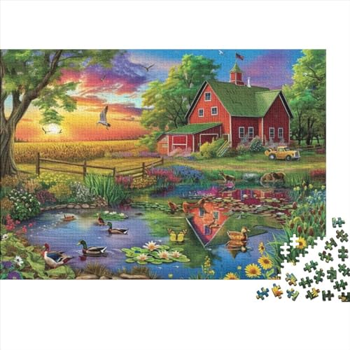 Colorful Farm Puzzle für Erwachsene, Puzzle mit 1000 Teilen, künstlerisches Puzzle, 1000-teiliges Puzzle, 1000 Teile, künstlerische Dekoration, geeignet für Kinder über 12 Jahre, 1000 Teile (75 x 50 von KHHKJBVCE