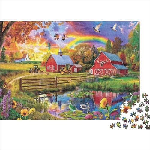 Colorful Farm Puzzle für Erwachsene Puzzle 1000 Teile künstlerisches Puzzle 1000 Teile Puzzle 1000 Teile Puzzle für Kinder geeignet für Kinder über 12 Jahre 1000 Teile (75 x 50 cm) von KHHKJBVCE