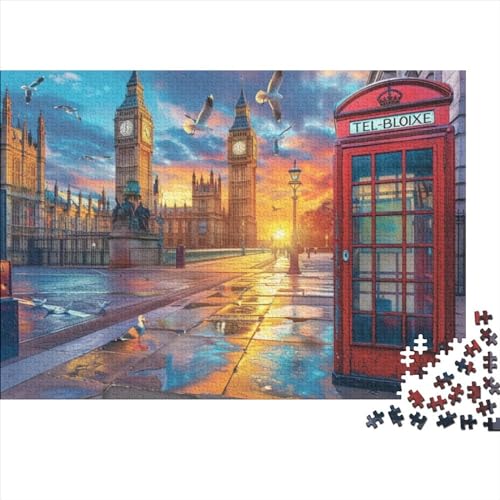 Colorful London Buildings Puzzle für Erwachsene Puzzle mit 1000 Teilen künstlerisches Puzzle 1000 Teile Holzpuzzle Jedes Stück ist einzigartig geeignet für Kinder über 12 Jahre 1000 Teile (75 x 50 cm) von KHHKJBVCE
