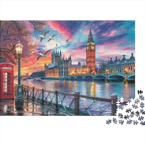 Colorful London Buildings Puzzle für Erwachsene Puzzle mit 1000 Teilen künstlerisches Puzzle 1000 Teile Puzzle 1000 Teile Puzzle für Kinder geeignet für Kinder über 12 Jahre 1000 Teile (75 x 50 cm) von KHHKJBVCE