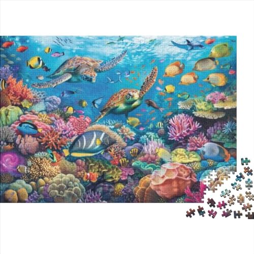 Colorful Sea Animals Puzzle für Erwachsene Puzzle 1000 Teile künstlerisches Puzzle 1000 Teile Holzpuzzle Einzigartiges Puzzle Geeignet Für Kinder Über 12 Jahre 1000 Teile (75 x 50 cm) von KHHKJBVCE