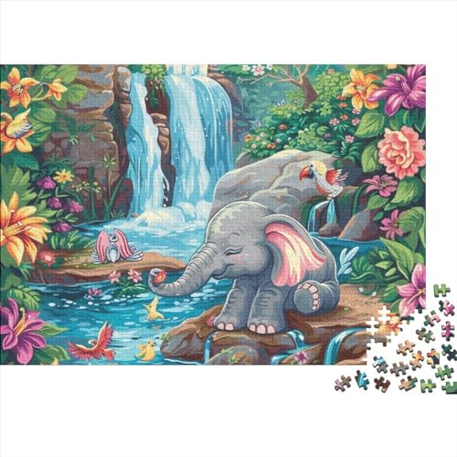 Cute Baby Elephant 1000-teiliges Puzzle Für Erwachsene, Puzzle Für Erwachsene, 1000-teiliges Puzzle, Holzpuzzle, Einzigartige Denkaufgabe, Geeignet Für Kinder Ab 12 Jahren 1000pcs (75x50cm) von KHHKJBVCE