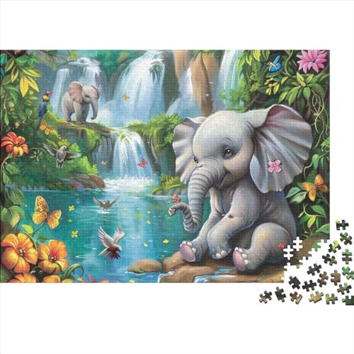 Cute Baby Elephant 300-teiliges Puzzle Für Erwachsene, Puzzle Für Erwachsene, 300-teiliges Puzzle, Holzpuzzle, Heimdekoration, Geeignet Für Kinder Über 12 Jahre 300pcs (40x28cm) von KHHKJBVCE