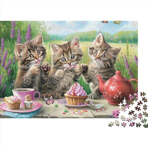 Cute Cat 1000-teiliges Puzzle Für Erwachsene, Puzzle Für Erwachsene, 1000-teiliges Puzzle, Holzpuzzle, Künstlerische Dekorationen, Geeignet Für Kinder Ab 12 Jahren 1000pcs (75x50cm) von KHHKJBVCE