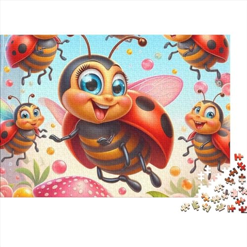 Cute Ladybug Puzzles Für Erwachsene, 1000 Teile, Puzzles Für Erwachsene, 1000 Teile, Holzpuzzles, Heimdekoration, Geeignet Für Kinder Ab 12 Jahren 1000pcs (75x50cm) von KHHKJBVCE