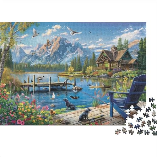 Dock Dog Puzzle für Erwachsene, Puzzle mit 1000 Teilen, künstlerisches Puzzle, 1000 Teile, Puzzle mit 1000 Teilen, künstlerische Dekoration, geeignet für Kinder über 12 Jahre, 1000 Stück (75 x 50 cm) von KHHKJBVCE