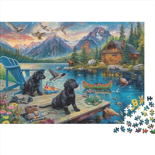 Dock Dog Puzzle für Erwachsene Puzzle 1000 Teile künstlerisches Puzzle 1000 Teile Holzpuzzle anspruchsvolles Puzzle Geeignet für Kinder ab 12 Jahren 1000 Stück (75 x 50 cm) von KHHKJBVCE