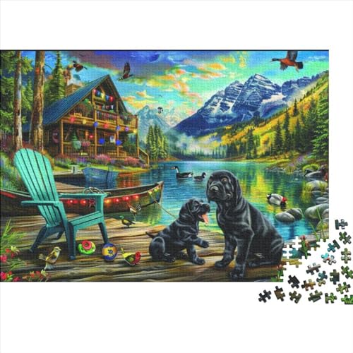 Dock Dog Puzzle für Erwachsene Puzzle 1000 Teile künstlerisches Puzzle 1000 Teile Puzzle 1000 Teile Puzzle Wohnkultur Geeignet für Kinder ab 12 Jahren 1000 Stück (75 x 50 cm) von KHHKJBVCE
