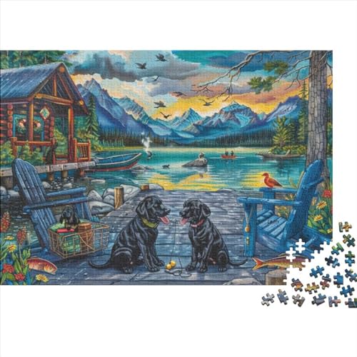 Dock Dog Puzzle für Erwachsene Puzzle mit 1000 Teilen künstlerisches Puzzle 1000 Teile Puzzle 1000 Teile Jedes Stück ist einzigartig geeignet für Kinder über 12 Jahre 1000 Teile (75 x 50 cm) von KHHKJBVCE