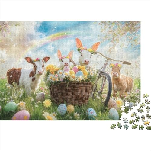 Easter Cow Puzzles Für Erwachsene 1000 1000-teilige Puzzles Heimdekorationspuzzle 1000-teilige Puzzles Für Erwachsene Und Kinder Ab 12 Jahren 1000pcs (75x50cm) von KHHKJBVCE