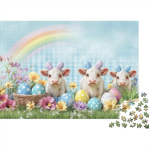 Easter Cow Puzzles Für Erwachsene 1000 1000-teilige Puzzles Impossible Puzzle 1000-teilige Puzzles Für Erwachsene Und Kinder Ab 12 Jahren 1000pcs (75x50cm) von KHHKJBVCE