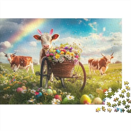Easter Cow Puzzles Für Erwachsene 1000 Puzzles Mit 1000 Teilen Stressabbauende Puzzles 1000 Puzzles Für Erwachsene Für Erwachsene Und Kinder Ab 12 Jahren 1000pcs (75x50cm) von KHHKJBVCE