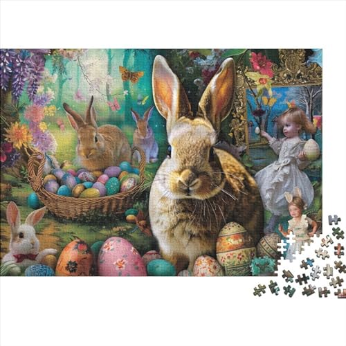 Easter Egg Bunny 1000-teiliges Puzzle Für Erwachsene, Kunstpuzzle, 1000-teiliges Puzzle, Holzpuzzle, Heimdekoration, Geeignet Für Kinder Ab 12 Jahren 1000pcs (75x50cm) von KHHKJBVCE