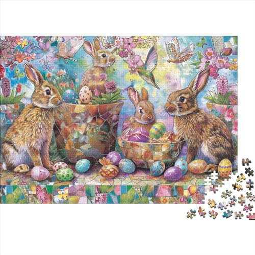 Easter Egg Bunny 1000-teiliges Puzzle Für Erwachsene, Kunstpuzzle, 1000-teiliges Puzzle, Holzpuzzle, Kinderpuzzle, Geeignet Für Kinder Ab 12 Jahren 1000pcs (75x50cm) von KHHKJBVCE