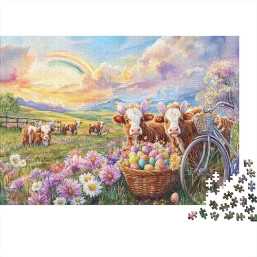 Easter Eggs and Cow Puzzles Für Erwachsene 1000 Puzzles 1000 Teile Impossible Puzzle 1000 Puzzles Für Erwachsene Spielzeug Und Spiele 1000pcs (75x50cm) von KHHKJBVCE