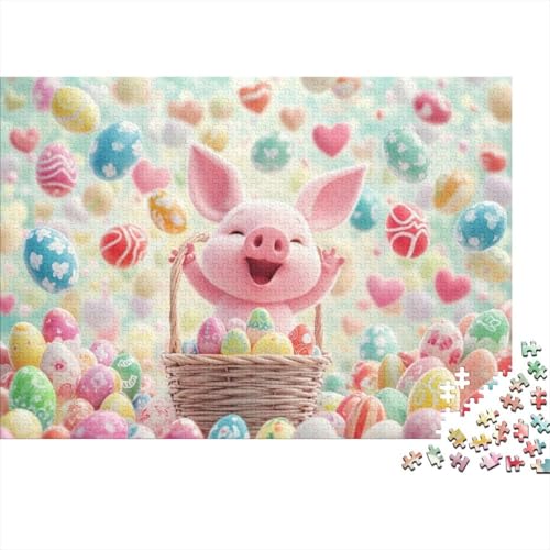 Easter Piglet Puzzles Für Erwachsene 1000 1000-teilige Puzzles Impossible Puzzle 1000-teilige Puzzles Spielzeug Und Spiele 1000pcs (75x50cm) von KHHKJBVCE
