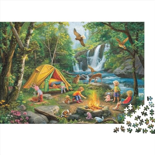Family Camping Puzzle für Erwachsene Puzzle 1000 Teile künstlerisches Puzzle 1000 Teile Puzzle 1000 Teile Puzzle Wohnkultur Geeignet für Kinder ab 12 Jahren 1000 Stück (75 x 50 cm) von KHHKJBVCE