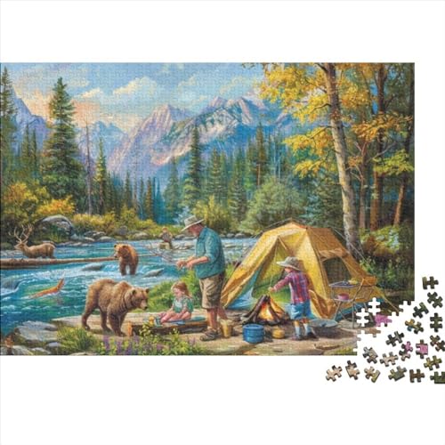 Family Camping Puzzle für Erwachsene Puzzle mit 1000 Teilen künstlerisches Puzzle 1000 Teile Puzzle 1000 Teile Jedes Stück ist einzigartig geeignet für Kinder über 12 Jahre 1000 Teile (75 x 50 cm) von KHHKJBVCE