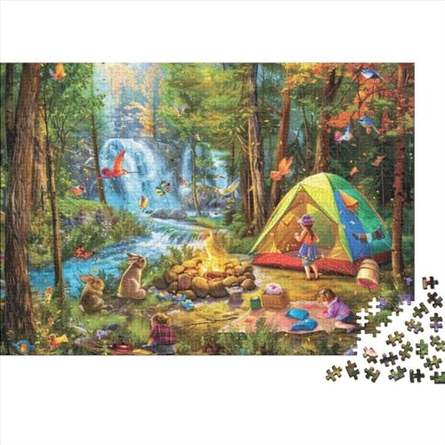 Family Camping Puzzle für Erwachsene Puzzle mit 1000 Teilen künstlerisches Puzzle 1000 Teile Puzzle 1000 Teile Puzzle für Kinder geeignet für Kinder über 12 Jahre 1000 Teile (75 x 50 cm) von KHHKJBVCE