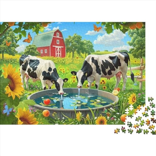 Farm Cows Puzzle für Erwachsene, 1000 Teile, künstlerisches Puzzle, 1000 Teile, Puzzle, 1000 Teile, künstlerische Dekoration, geeignet für Kinder über 12 Jahre, 1000 Stück (75 x 50 cm) von KHHKJBVCE