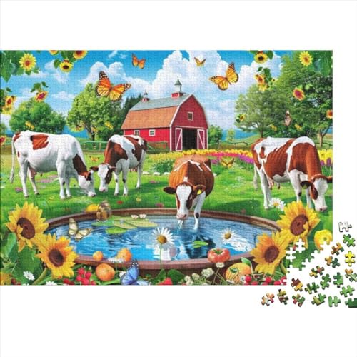 Farm Cows Puzzle für Erwachsene, 1000-teiliges Puzzle, 1000-teiliges Puzzle, 1000-teiliges Puzzle, anspruchsvolles Puzzle, geeignet für Kinder über 12 Jahre, 1000 Teile (75 x 50 cm) von KHHKJBVCE