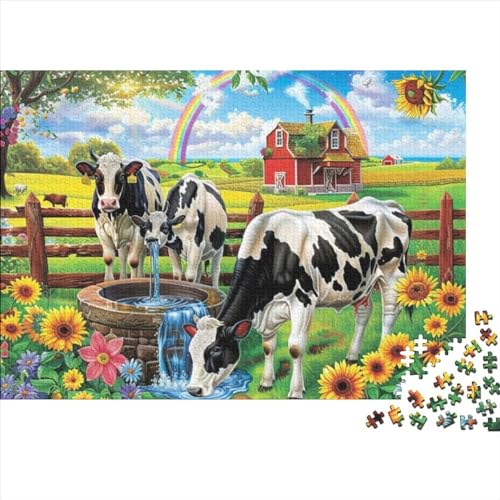 Farm Cows Puzzle für Erwachsene, 1000-teiliges Puzzle, 1000-teiliges Puzzle, 1000-teiliges Puzzle, einzigartiges Puzzle, geeignet für Kinder ab 12 Jahren, 1000 Teile (75 x 50 cm) von KHHKJBVCE