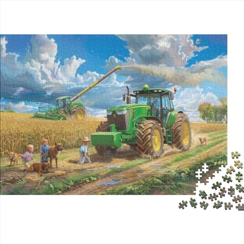 Farm Tractor Puzzle für Erwachsene, Puzzle mit 1000 Teilen, künstlerisches Puzzle, 1000 Teile, Holzpuzzle, jedes Stück ist ein Unikat, geeignet für Kinder über 12 Jahre, 1000 Stück (75 x 50 cm) von KHHKJBVCE