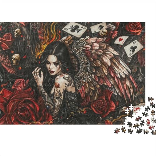 KHHKJBVCE Gothic Rose 1000-teiliges Holzpuzzle Für Erwachsene, 1000-teiliges Puzzle, Einzigartige Denkaufgabe, Geeignet Für Kinder Ab 12 Jahren, 1000pcs (75x50cm) von KHHKJBVCE