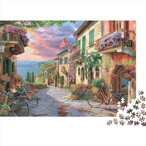 Italian Street Scenery Puzzle für Erwachsene Puzzle mit 1000 Teilen künstlerisches Puzzle 1000 Teile Holzpuzzle Jedes Stück ist einzigartig geeignet für Kinder über 12 Jahre 1000 Teile (75 x 50 cm) von KHHKJBVCE