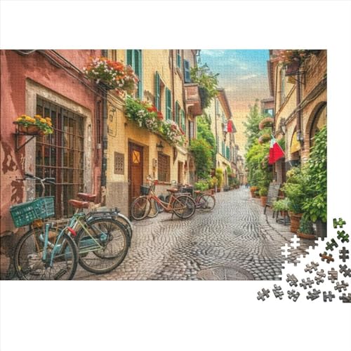 Italian Street Scenery Puzzle für Erwachsene Puzzle mit 1000 Teilen künstlerisches Puzzle 1000 Teile Holzpuzzle Kunstdekoration Geeignet für Kinder ab 12 Jahren 1000 Teile (75 x 50 cm von KHHKJBVCE