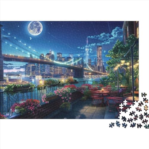 London Bridge at Night Puzzle für Erwachsene Puzzle mit 1000 Teilen künstlerisches Puzzle 1000 Teile Holzpuzzle anspruchsvolles Puzzle Geeignet für Kinder ab 12 Jahren 1000 Teile (75 x 50 cm) von KHHKJBVCE