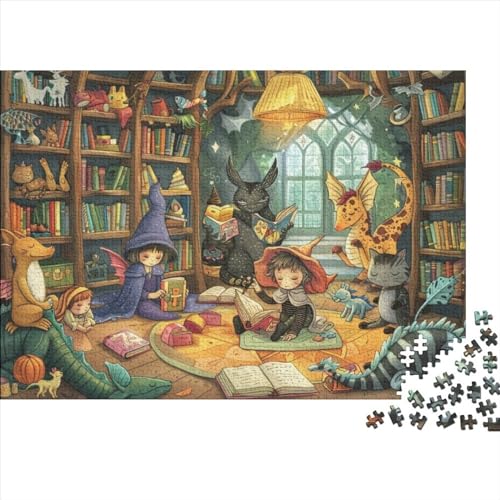 Midnight Library Puzzle für Erwachsene Puzzle mit 1000 Teilen künstlerisches Puzzle 1000 Teile Puzzle mit 1000 Teilen anspruchsvolles Puzzle geeignet für Kinder über 12 Jahre 1000 Teile (75 x 50 cm) von KHHKJBVCE