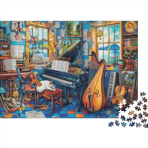 Music Hut Puzzle für Erwachsene Puzzle 1000 Teile künstlerisches Puzzle 1000 Teile Puzzle 1000 Teile Puzzle Wohnkultur Geeignet für Kinder ab 12 Jahren 1000 Stück (75 x 50 cm) von KHHKJBVCE