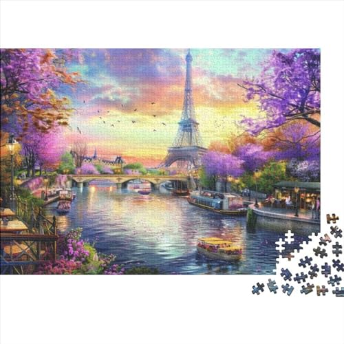 Romantic Eiffelturm Puzzle für Erwachsene Puzzle mit 1000 Teilen künstlerisches Puzzle 1000 Teile Holzpuzzle Jedes Stück ist einzigartig geeignet für Kinder über 12 Jahre 1000 Teile (75 x 50 cm) von KHHKJBVCE
