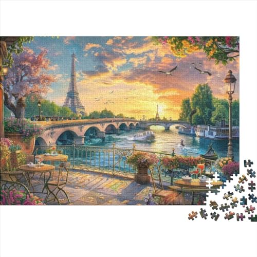 Romantic Eiffelturm Puzzle für Erwachsene Puzzle mit 1000 Teilen künstlerisches Puzzle 1000 Teile Holzpuzzle anspruchsvolles Puzzle Geeignet für Kinder ab 12 Jahren 1000 Teile (75 x 50 cm) von KHHKJBVCE