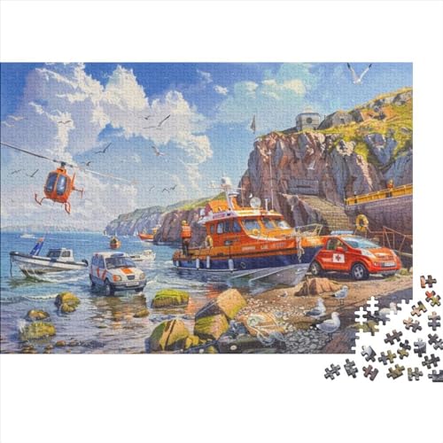 Sea ​​Rescue Theme Puzzle für Erwachsene Puzzle mit 500 Teilen künstlerisches Puzzle 500 Teile Puzzle 500 Teile anspruchsvolles Puzzle geeignet für Kinder über 12 Jahre 500 Stück (52 x 38 cm) von KHHKJBVCE