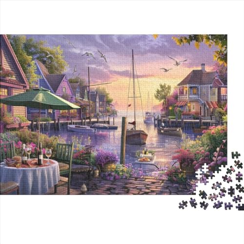 Seaside Town Puzzle für Erwachsene, Puzzle mit 1000 Teilen, künstlerisches Puzzle, 1000 Teile, Holzpuzzle, künstlerische Dekoration, geeignet für Kinder über 12 Jahre, 1000 Teile (75 x 50 cm) von KHHKJBVCE