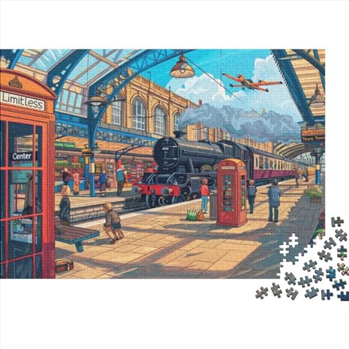 Steam Railway Station Puzzles Für Erwachsene 300 Teile Puzzle Kunstpuzzle 300 Teile Puzzle Holzpuzzles Künstlerische Dekorationen Geeignet Für Kinder Ab 12 Jahren 300pcs (40x28cm) von KHHKJBVCE