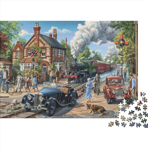 Train Town Puzzle für Erwachsene Puzzle mit 1000 Teilen künstlerisches Puzzle 1000 Teile Puzzle 1000 Teile Kunstdekoration geeignet für Kinder über 12 Jahre 1000 Stück (75 x 50 cm) von KHHKJBVCE