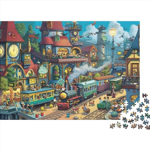 Train Town Puzzles Für Erwachsene, 500 Teile, Puzzle Für Erwachsene, Puzzles, 500 Teile, Puzzles, 500 Teile, Künstlerische Dekorationen, Geeignet Für Kinder Ab 12 Jahren 500pcs (52x38cm) von KHHKJBVCE