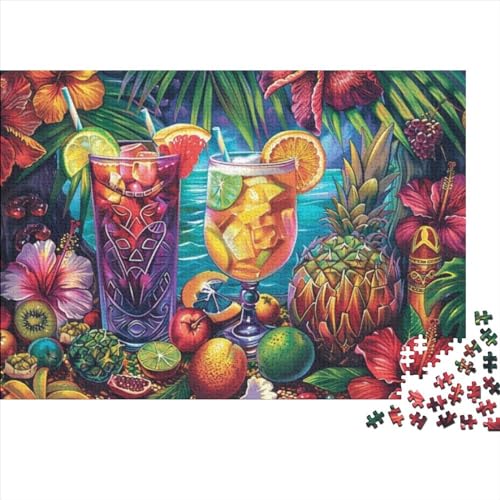 Tropical Themed Drinks Puzzle für Erwachsene, Puzzle mit 1000 Teilen, künstlerisches Puzzle, 1000 Teile, 1000 Teile, künstlerische Dekoration, geeignet für Kinder über 12 Jahre, 1000 Stück (75 x 50 von KHHKJBVCE
