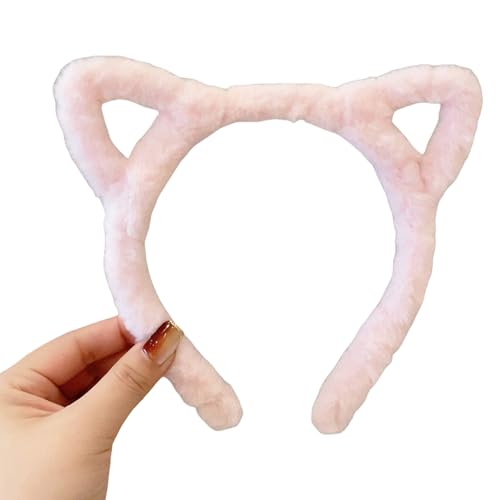 KHZen Haarbandkätzchen Ohren Leoparden Muster Pelziger Plüsch Für Halloween Cosplay Make Up Wash Face Bühne Spiel Haop von KHZen