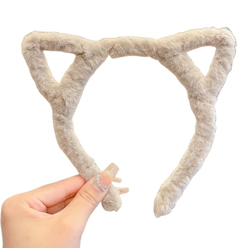 KHZen Haarbandkätzchen Ohren Leoparden Muster Pelziger Plüsch Für Halloween Cosplay Make Up Wash Face Bühne Spiel Haop von KHZen