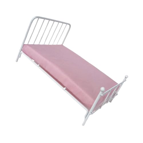 Praktisch 1 12 Skala Miniaturpuppenhouses Bett Weiß Robuster Metallrahmen Mit Matratze Und Kissen Für Kreatives Spielen von KHZen