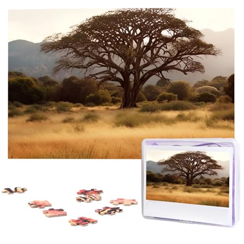 Afrika-Baum-Puzzles, 1000 Teile, personalisierte Puzzles, Fotos, Puzzle für Familie, Bildpuzzle für Erwachsene, Hochzeit, Geburtstag (74,9 x 50 cm) von KHiry