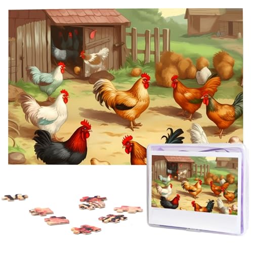 Brathühner-Farm-Puzzle, 1000 Teile, personalisierte Puzzles, Foto-Puzzle für Familie, Bilderpuzzle für Erwachsene, Hochzeit, Geburtstag (74,9 x 50 cm) von KHiry