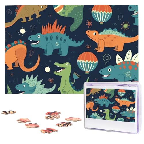 Cartoon-Dinosaurier-Puzzle, 1000 Teile, personalisierte Puzzles, Foto-Puzzle für Familie, Bilderpuzzle für Erwachsene, Hochzeit, Geburtstag (74,9 x 50 cm) von KHiry